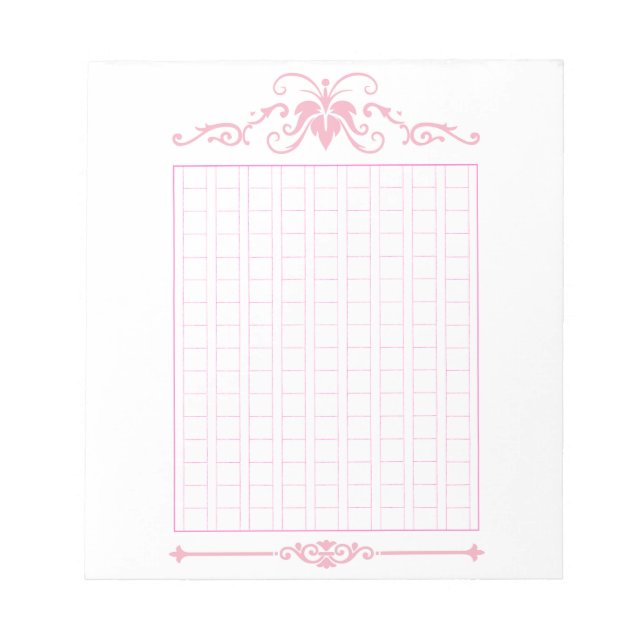 Decorative manuscript paper <Pink> 144 words [pk01 Notepad (Front)