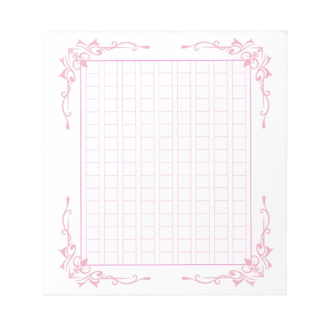 Decorative manuscript paper <Pink> 144 words [pk02 Notepad (Front)