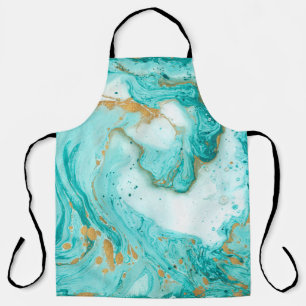 Decorative marble texture. Abstract painting. Turq Apron