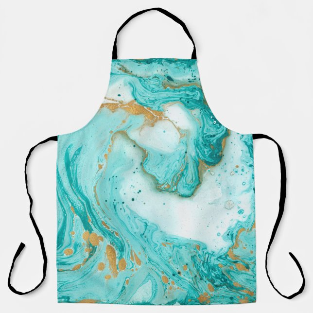 Decorative marble texture. Abstract painting. Turq Apron (Front)