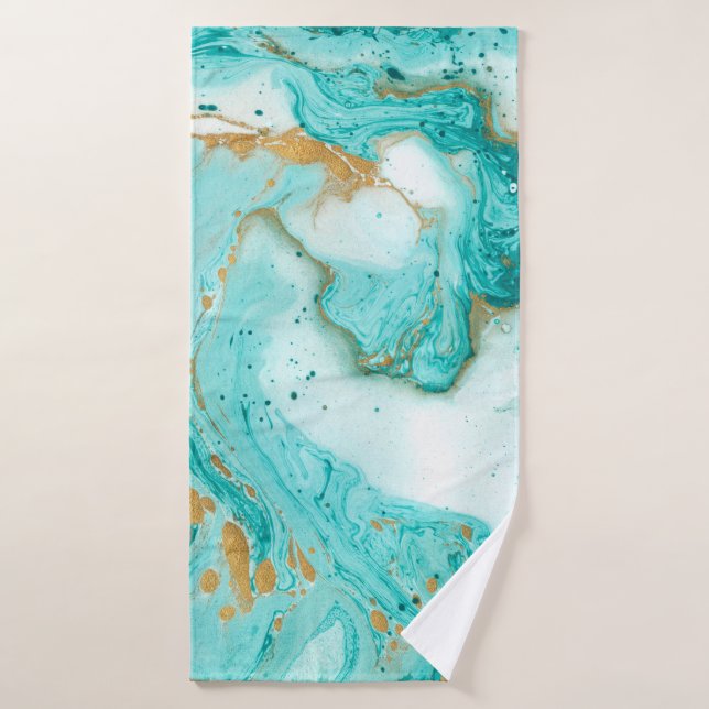 Decorative marble texture. Abstract painting. Turq Bath Towel (Bath Towel)