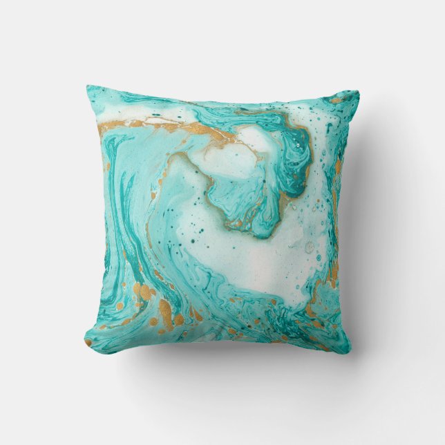Decorative marble texture. Abstract painting. Turq Cushion (Front)