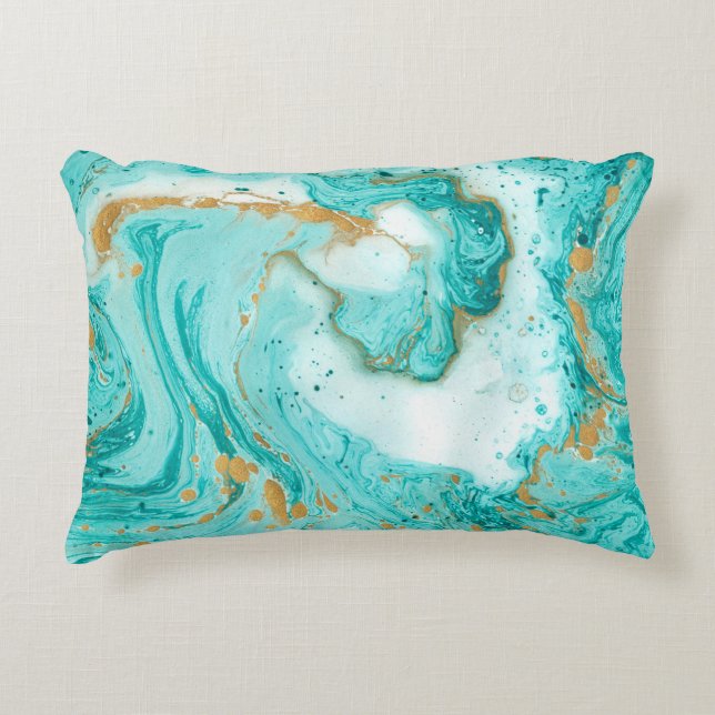 Decorative marble texture. Abstract painting. Turq Cushion (Front)