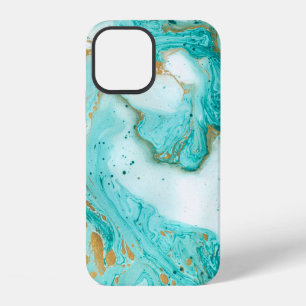 Decorative marble texture. Abstract painting. Turq iPhone 12 Case