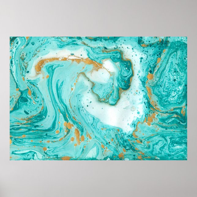 Decorative marble texture. Abstract painting. Turq Poster (Front)