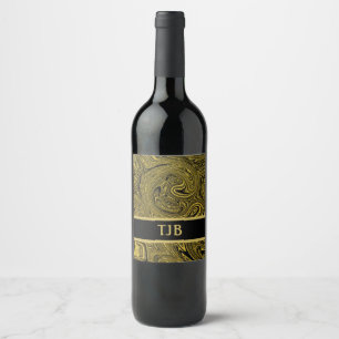 Decorative Marbleised Black Gold Wine Label
