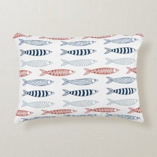 Decorative Mediterranean Sardines Fish Pattern Cushion