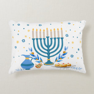 Decorative Menorah Hanukkah Holiday Cushion