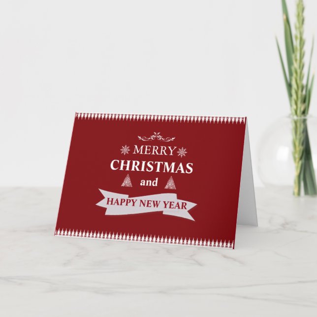 Decorative Merry Christmas Happy New Year Holiday Card (Front)