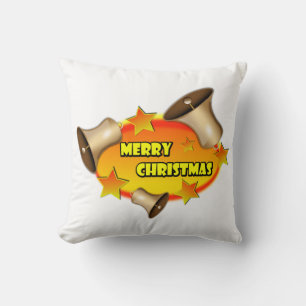 Decorative Merry Christmas Holly Badge oval text Cushion