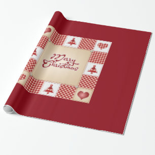 Decorative Merry Christmas Ornament Elegant in Red Wrapping Paper