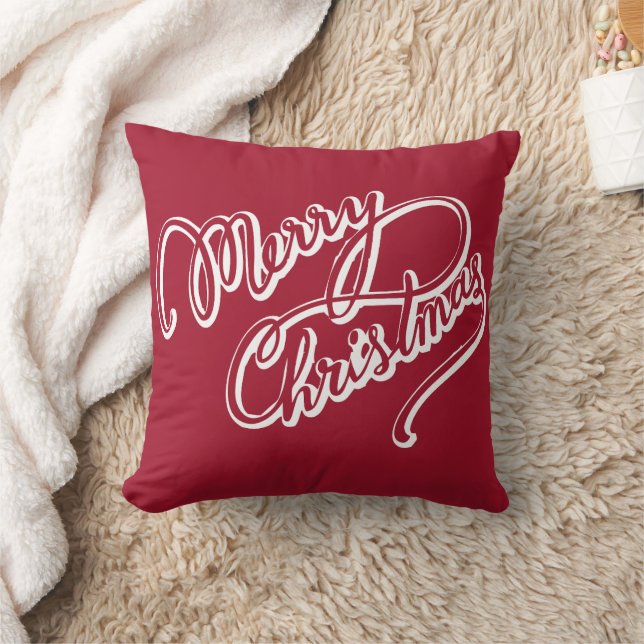 Decorative Merry Christmas Red Modern Cushion (Blanket)