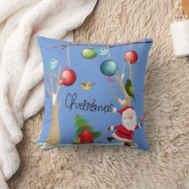 Decorative Merry Christmas Santa Cushion (Blanket)