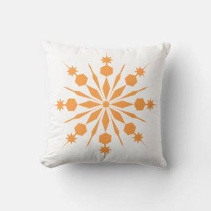 Decorative Merry Christmas Snowflake White Orange Cushion