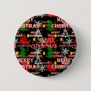Decorative Merry Christmas Text Pattern Design 6 Cm Round Badge