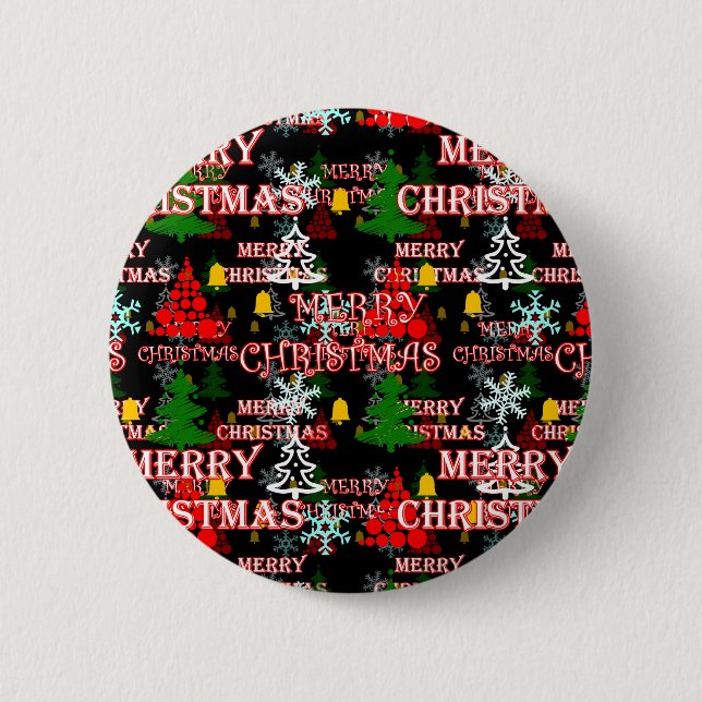 Decorative Merry Christmas Text Pattern Design  6 Cm Round Badge (Front)
