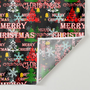 Decorative Merry Christmas Text Pattern Design Fabric