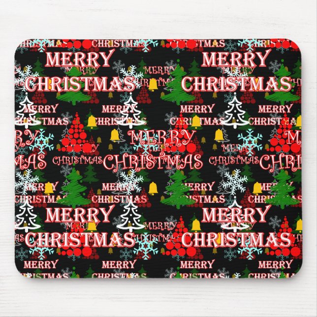 Decorative Merry Christmas Text Pattern Design  Mouse Mat (Front)