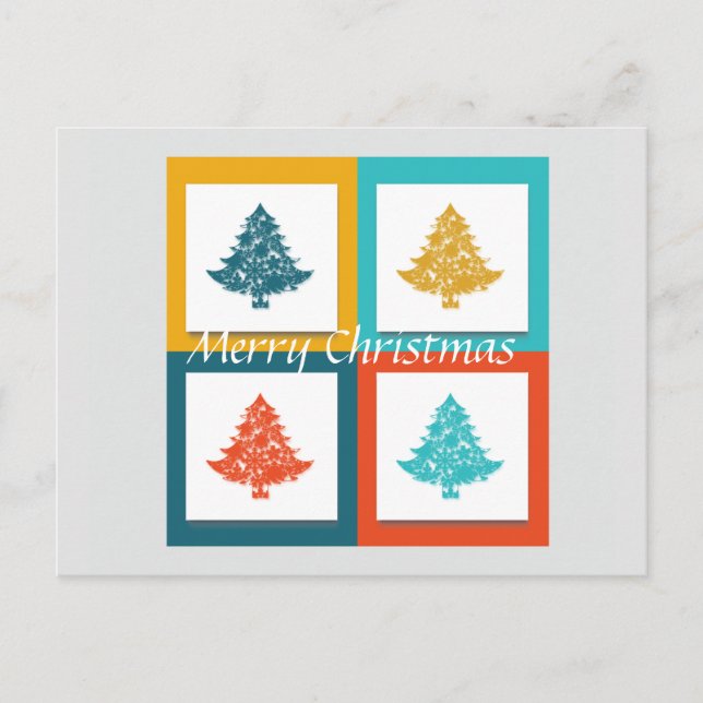 Decorative Merry Christmas Tree Holiday Postcard (Front)