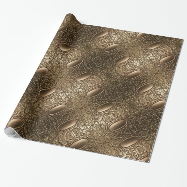 Decorative Metallic Antique Silver Elegant Pattern Wrapping Paper (Unrolled)