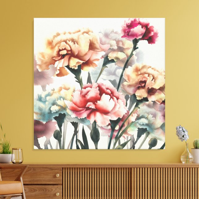 Decorative Modern Stylish Carnation Canvas Print (Insitu(LivingRoom))