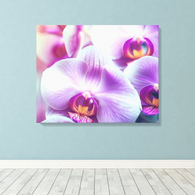 Decorative Modern Stylish Orchids Canvas Print (Insitu(Wood Floor))