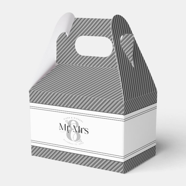 Decorative Modern Wedding Mr Mrs ID887 Favour Box (Front Side)
