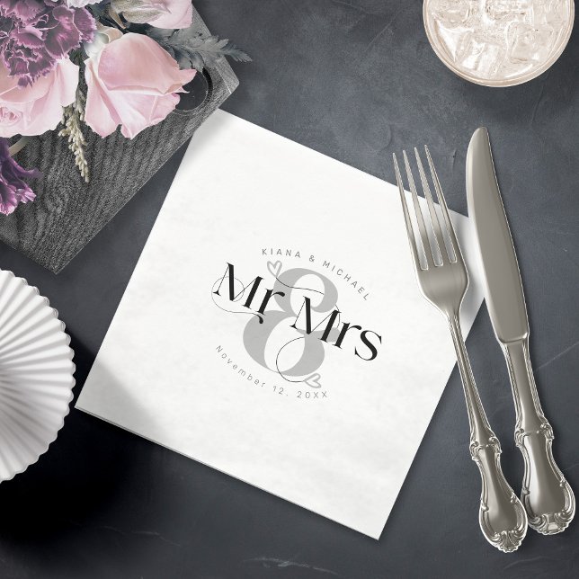 Decorative Modern Wedding Mr Mrs ID887 Napkin (Creator Uploaded)