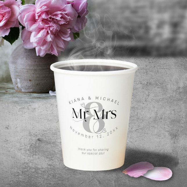 Decorative Modern Wedding Mr & Mrs ID887 Paper Cups (Creator Uploaded)