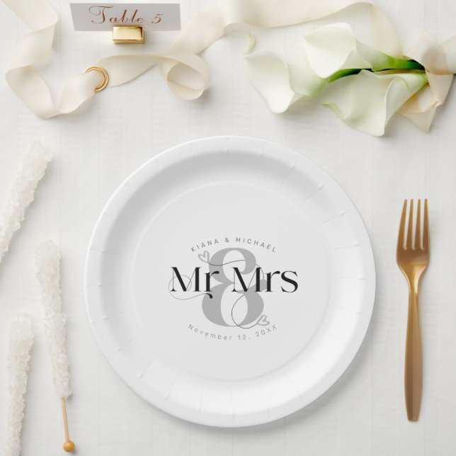 Decorative Modern Wedding Mr Mrs ID887 Paper Plate (Wedding)