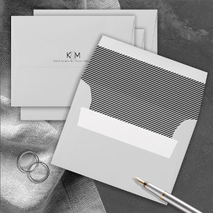 Decorative Modern Wedding Pinstripe Grey ID887 Envelope