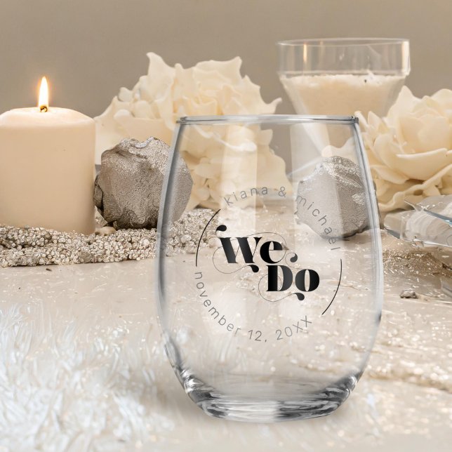 Decorative Modern Wedding We Do ID887 Stemless Wine Glass (Creator Uploaded)