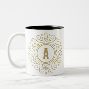 Decorative Monogram A Two-Tone Coffee Mug 