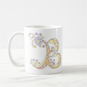 Decorative Monogram B hearts and flowers mug