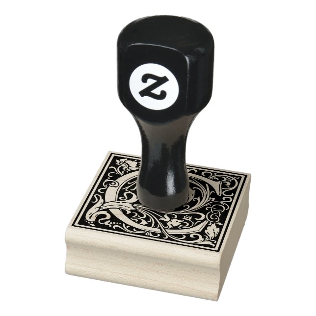 Decorative Monogram Letter C Rubber Stamp (Stamp)