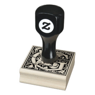 Decorative Monogram Letter G Rubber Stamp