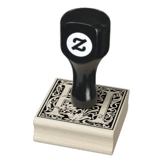Decorative Monogram Letter H Rubber Stamp