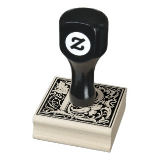 Decorative Monogram Letter P Rubber Stamp