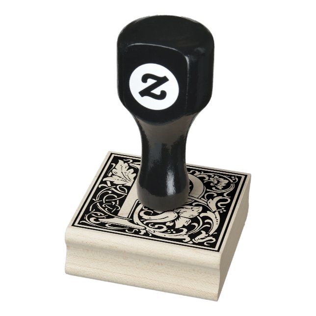 Decorative Monogram Letter P Rubber Stamp (Stamp)