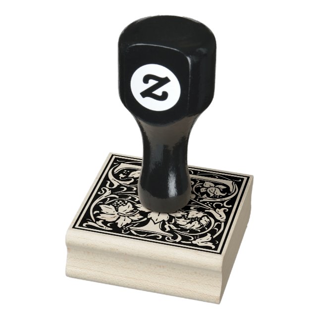 Decorative Monogram Letter T Rubber Stamp (Stamp)