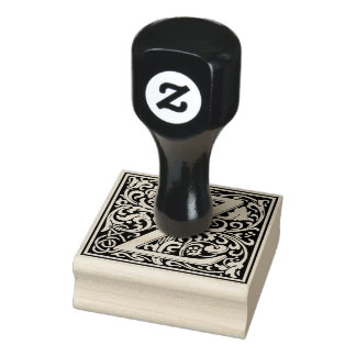 Decorative Monogram Letter Z Rubber Stamp