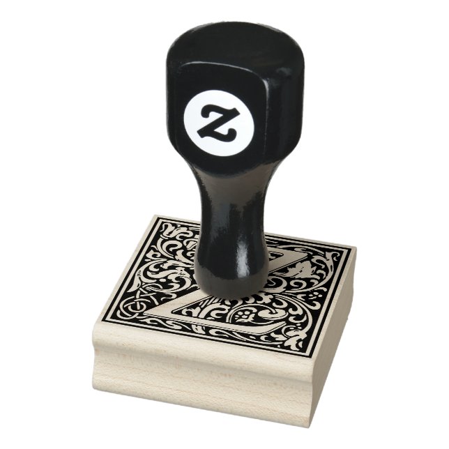 Decorative Monogram Letter Z Rubber Stamp (Stamp)