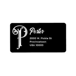 Decorative Monogram P Address Label