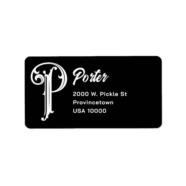 Decorative Monogram P Address Label (Front)