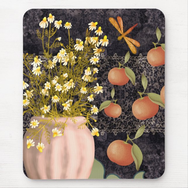 Decorative Moody Floral Mouse Mat (Front)