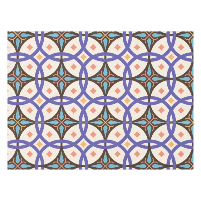 Decorative Mosaic Ceramic Ornate Tile Pattern Tablecloth (Front (Horizontal))