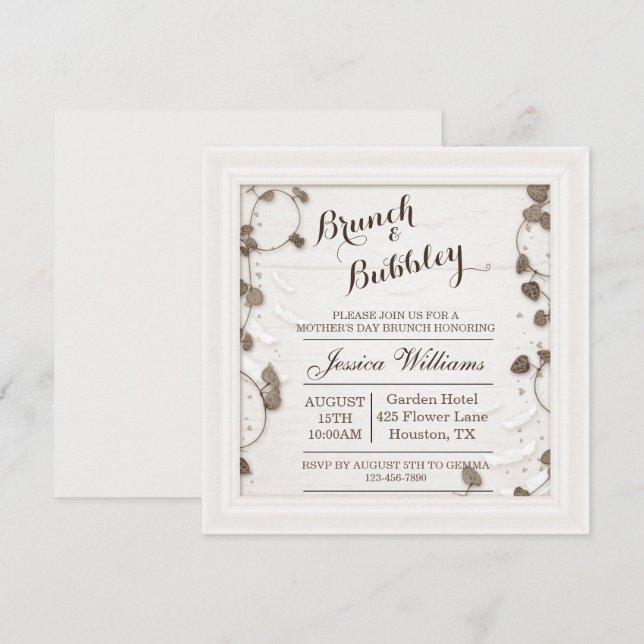 Decorative Mothers Day Brunch & Bubbly Invitation (Front/Back)