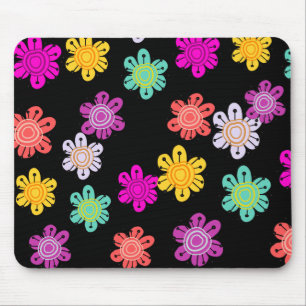 Decorative Multicolored Flowers Mouse Mat