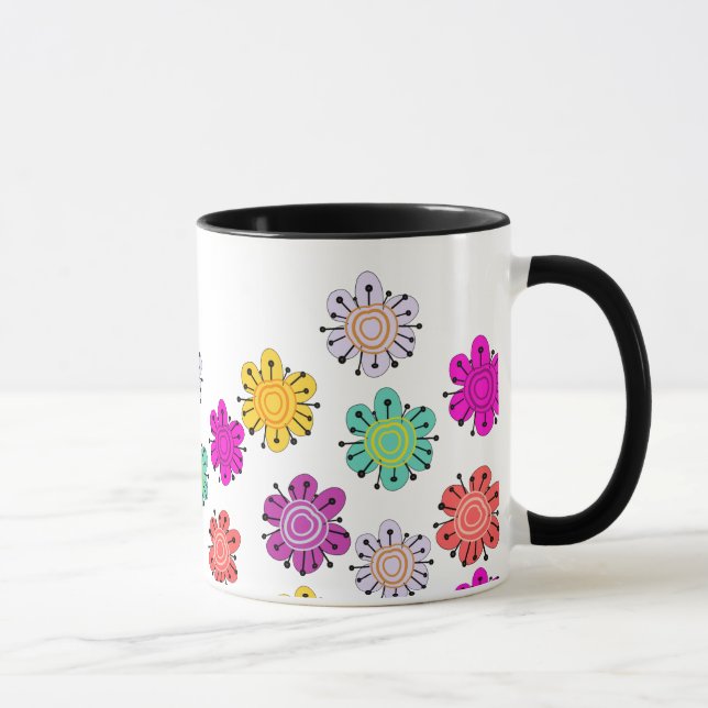 Decorative Multicolored Flowers Mug (Right)