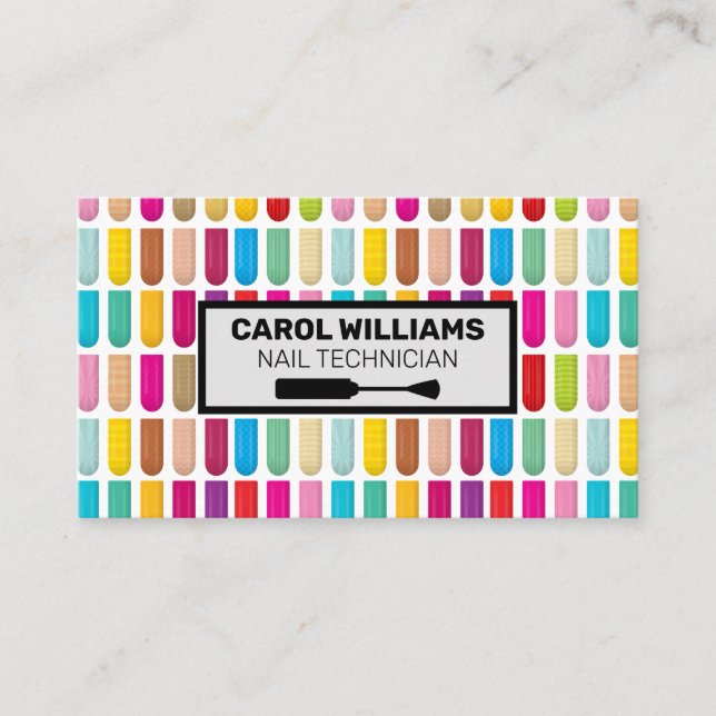 Decorative Nail Designs | Nail Polish Brush Business Card (Front)
